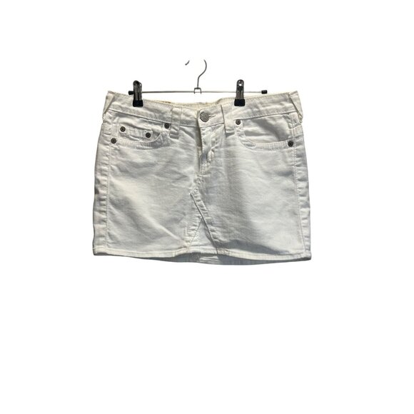 True Religion Womens White Denim Mini Skirt Size 29 Cotton Blend - Picture 1 of 5